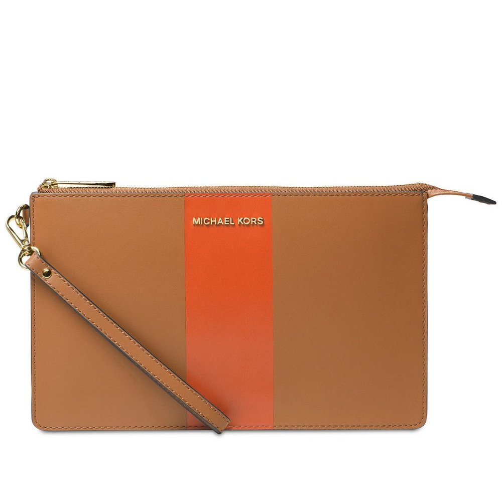 Michael Kors Center Stripe Daniela Large Wristlet Wallet Handbag Bag Purse NEW